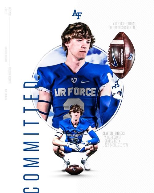 clayton_sobecki's tweet image. After a lot of thought and prayer, I have decided to COMMIT to The United States Air Force Academy. Thank you to all my coaches and teammates for helping me!
@CoachTCalhoun @jake8shakes 
@coachskene3 @Coach_Thiessen 
@CoachKPearsonAF @cwil327 
@mc32_j @bholland825 @darrickware