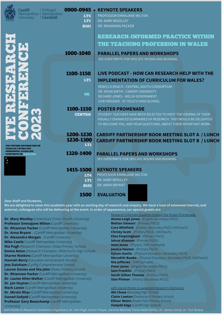 The time has come - it’s the <a href="/ITEcardiffmet/">ITE Cardiff Met</a> PGCE Research Conference! Can’t think of a better way to spend our last but one university Friday. Most excited to see our student teachers host their research visuals also. Diolch i bawb sy’n wedi trefnu, helpu ac sy'n cyflwyno yfory!
