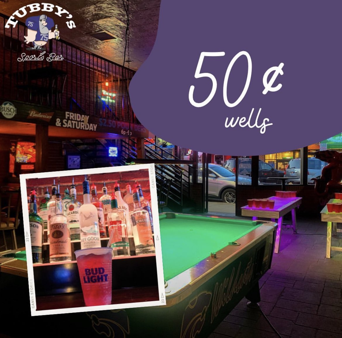 No need to wait, 50¢ wells is happening all night long at club tub😎  6pm- 2am