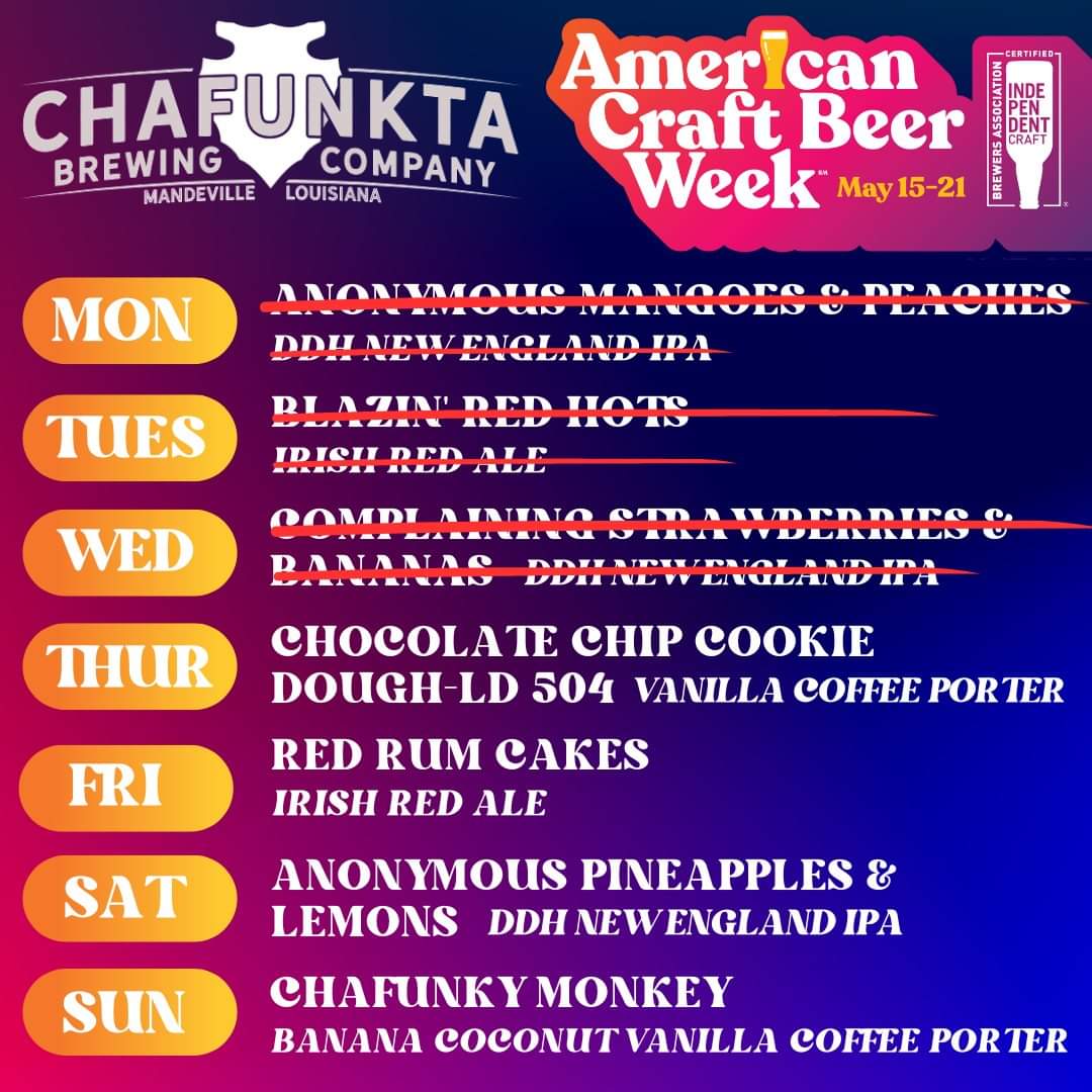 3 down, 4 to go for 𝑨𝑴𝑬𝑹𝑰𝑪𝑨𝑵 𝑪𝑹𝑨𝑭𝑻 𝑩𝑬𝑬𝑹 𝑾𝑬𝑬𝑲! 🍻
We've been through all 3 kegs within hours of tapping so far! So if you want some, get here early.
#acbw2023 #americancraftbeerweek #independentcraftbrewer #drinklocal #tammanytaste #lanorthshore #chafunkta
