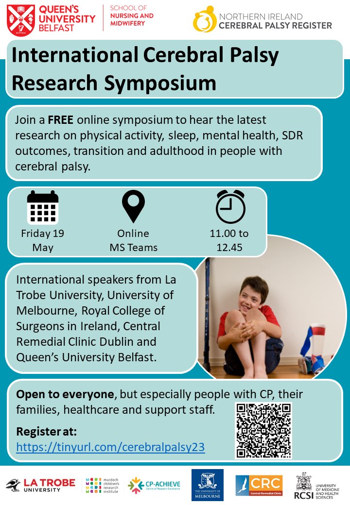 Join a FREE online symposium to hear the latest
research on physical activity, sleep, mental health, SDR
outcomes, transition and adulthood in people with
cerebral palsy.