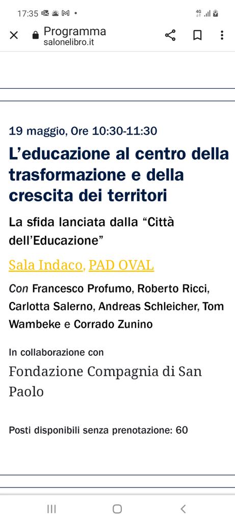 Si riparte. Salone del libro di Torino, domani mattina. Torniamo a parlare di scuola. <a href="/SalonedelLibro/">Salone Libro Torino</a> <a href="/Invalsi_social/">Invalsi</a> <a href="/tomwambeke/">tom wambeke</a> <a href="/SchleicherOECD/">Andreas Schleicher</a> <a href="/CarlottaSalerno/">Carlotta Salerno</a> #salonedellibro