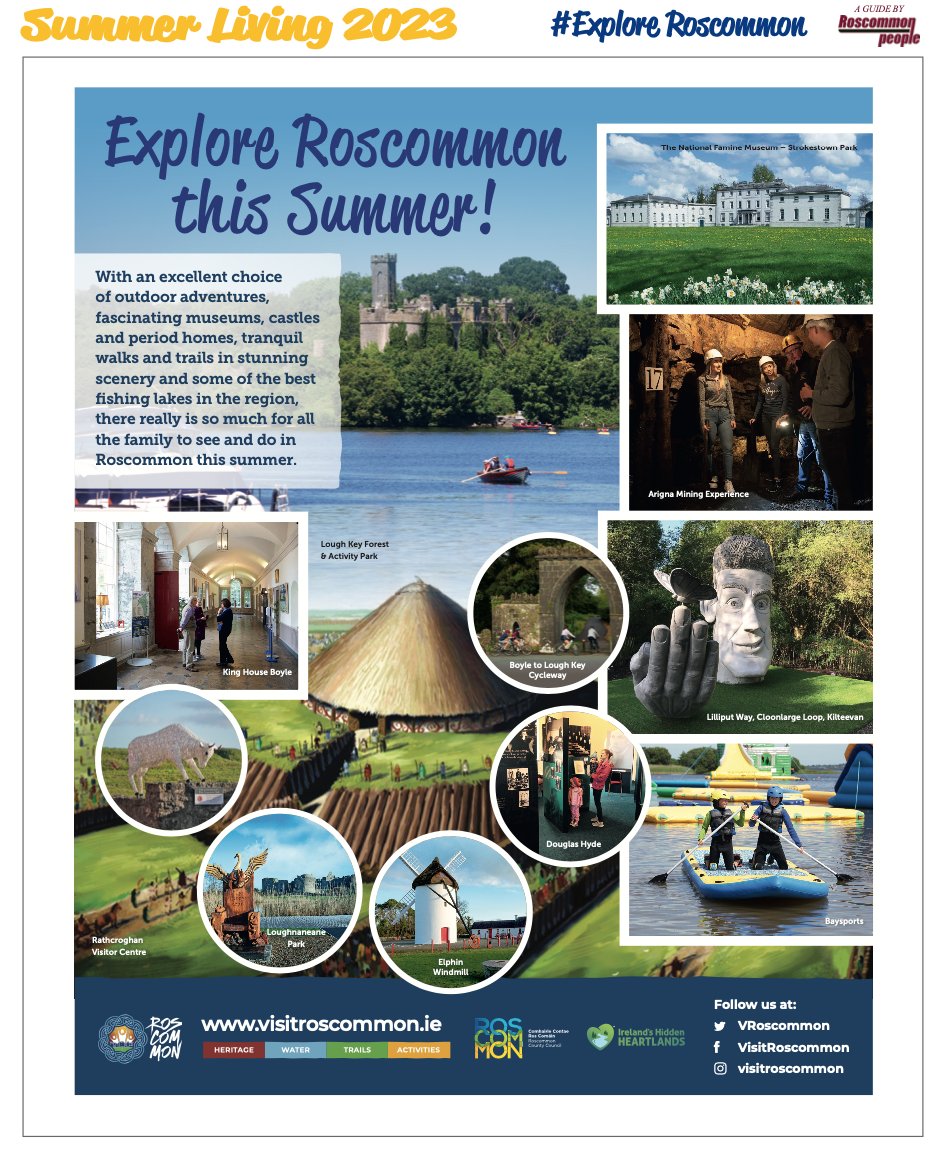 RoscommonPeople's tweet photo. Check out our special 'Summer Living 2023' supplement in this week's Roscommon People.
A special guide to all the wonderful tourist spots around the county!

#roscommon #visitroscommon #irelandshiddenheartlands #exploreroscommon #roscommontourism #keepdiscovering https://t.co/Qs5RUiVM3a