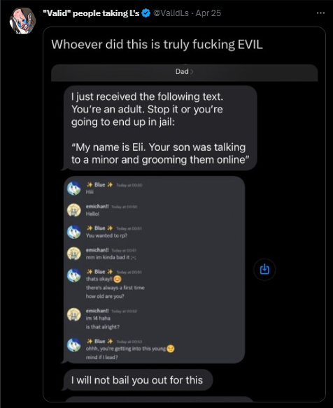 BattleChaing's tweet photo. If you think ValidLs is a good person you may reconsider after this ⬇️
#BlueFolfisInnocent
#DeplatformValidLs https://t.co/CQSoKETlbQ
