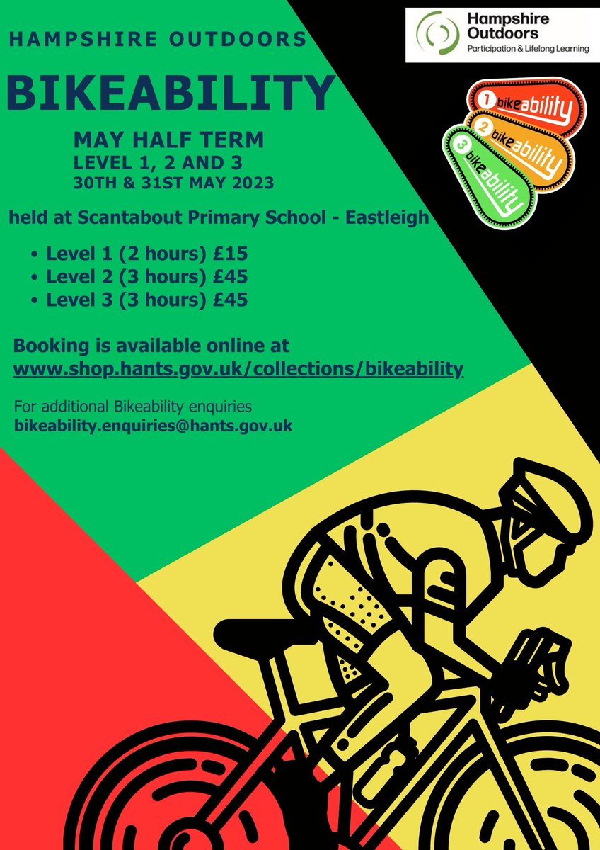 Our amazing Bikeability team have availability on their upcoming open training sessions taking place in Basingstoke and Eastleigh. It's a great opportunity for young people to take part in the scheme. For more information and to book a space visit: tinyurl.com/32n9xz3p