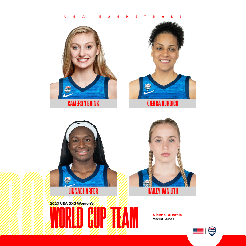 usab3x3's tweet photo. Here. We. Go. 🇺🇸🇺🇸🇺🇸

Introducing the 2023 USA Women's 3x3 World Cup Team!
