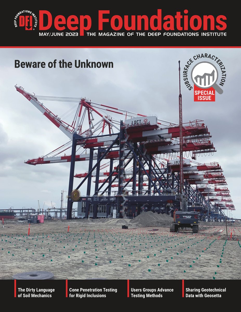 DFI_Tweets's tweet photo. Hot off the presses! Check out the special May-June 2023 issue of #DeepFoundations magazine focusing on #SubsurfaceCharacterization. Read all about it at https://t.co/pb9TUJLga9 https://t.co/Zdbb8sBP6E