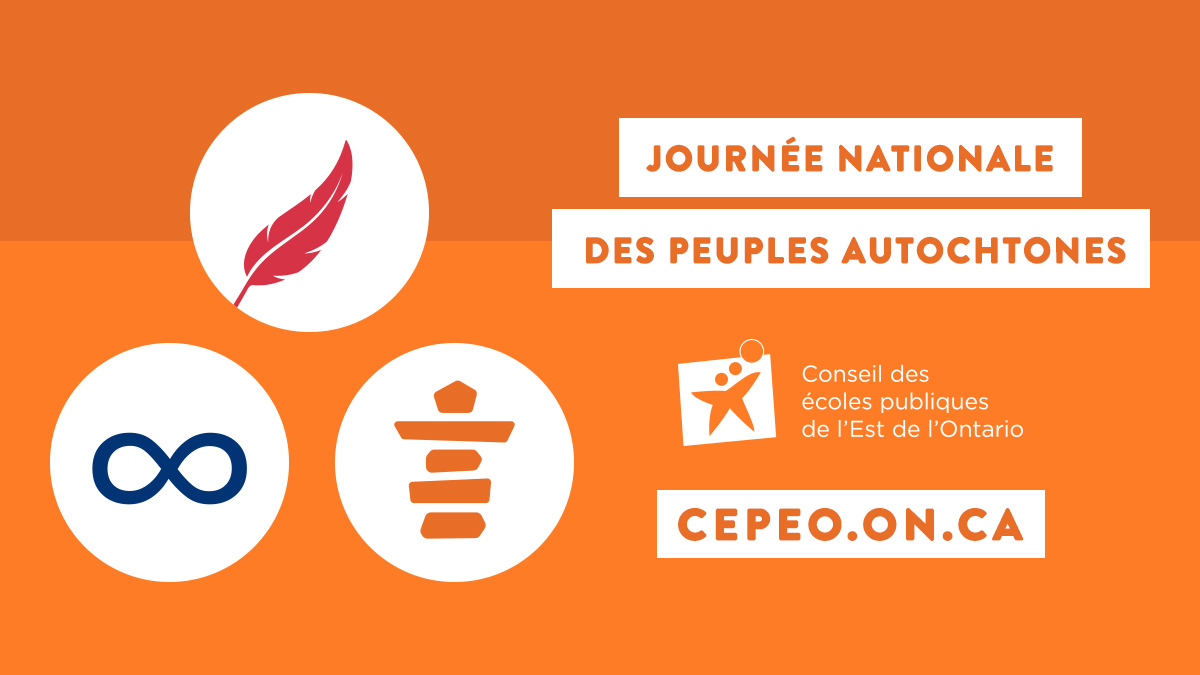 La Journée nationale des peuples autochtones est une occasion spéciale pour les élèves et les membres du personnel du CEPEO de souligner le patrimoine unique, la diversité culturelle et les réalisations remarquables des Premières Nations, des Inuit et des Métis. 🧡
