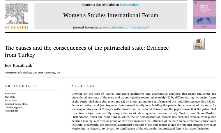 New #OpenAccess publication 📢 In this paper, I argue that racism in Turkey is intertwined with the biological reproduction of the Turkish and Sunni-Muslim population, enabling patriarchal political actors to reinforce essentialist notions of 'sex' and 'gender'. ++