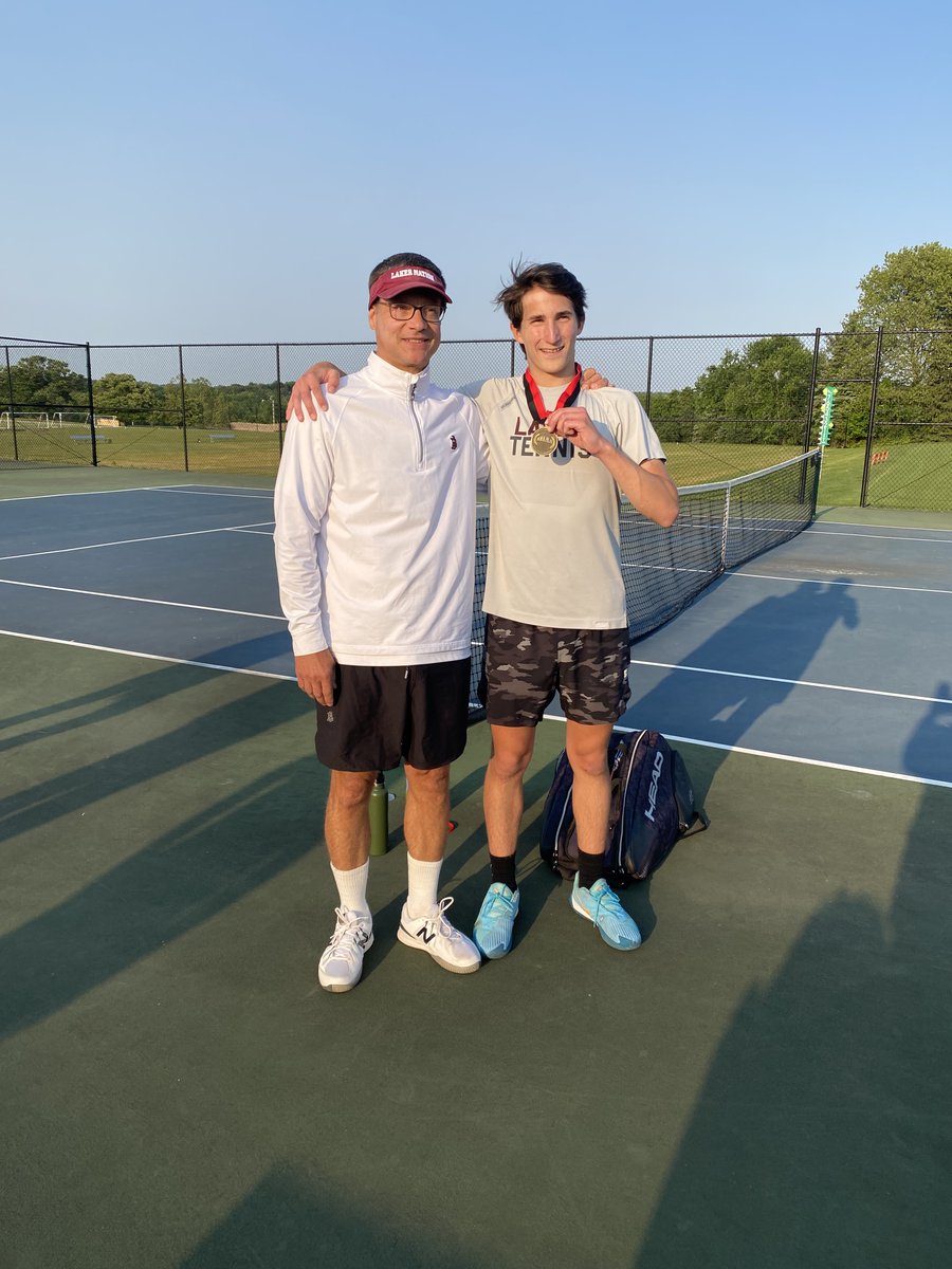 BoysLatinSchool's tweet photo. Shout out to Eli Holder '25 for winning the MIAA B Conference No. 2 singles individual title! Yesterday he outlasted his Beth T'Filoh opponent in an impressive 3 hour match. Congrats Eli! #BoysLatin #EQV https://t.co/LKAU9LBDEp