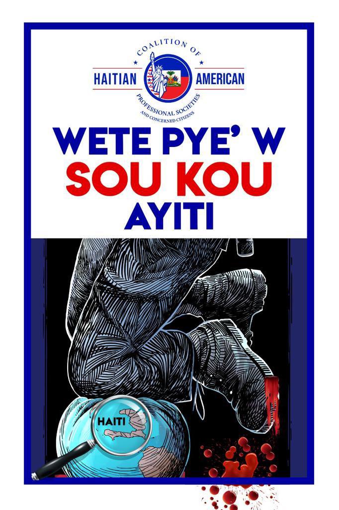 Ayiti pa nan lagè ak okenn peyi.
Ayiti pa agrese okenn peyi 
Ayisyen vle viv lib nan diyite.
Retire pye w sou kou Ayiti!
kite AYITI viv!

#KiteAyitiViv
#SolidariteakAyiti