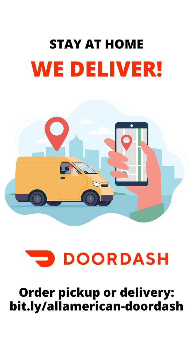 allamerican413's tweet photo. Not feeling like leaving the house? We 👏 got 👏  you👏 

Our menu is now available for delivery on DoorDash: https://t.co/Ym0MHhNkz1

If you do wanna come say hi, we're open today for lunch and dinner from 11am-2am! https://t.co/0JAe5pUHvD