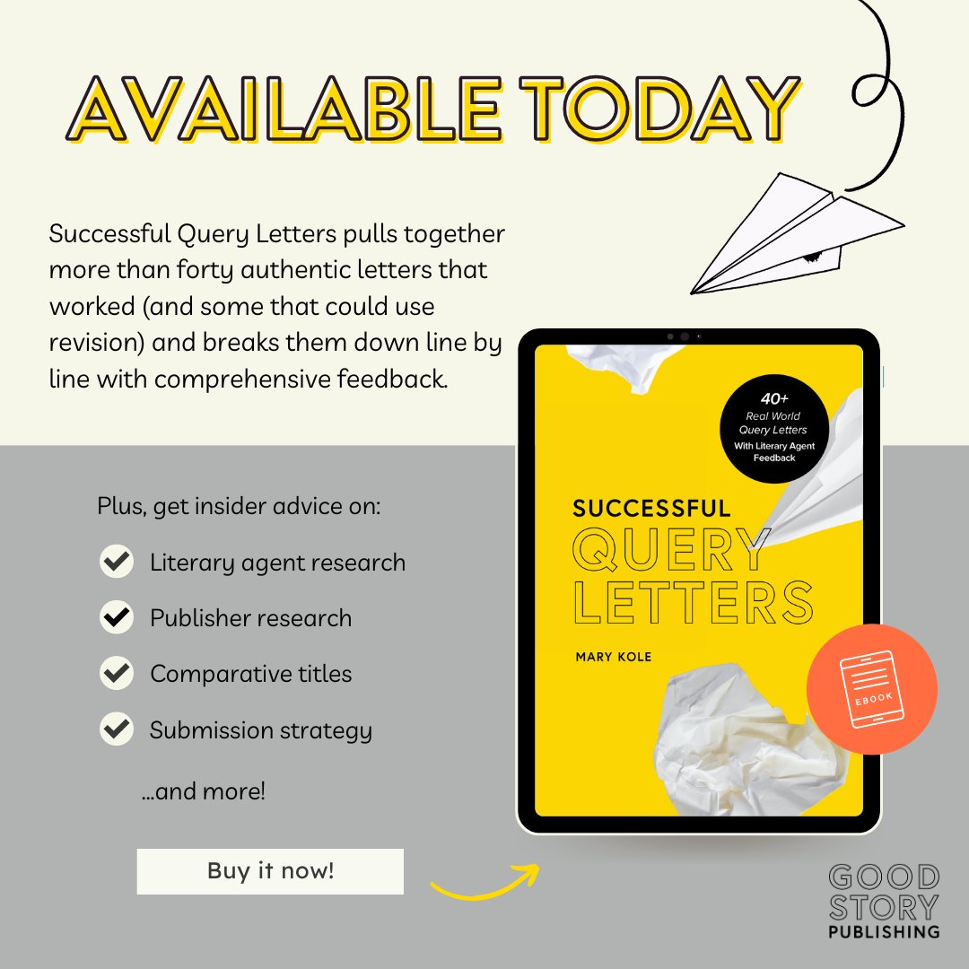 GoodStoryCo's tweet image. Successful Query Letters is out TODAY! 

Query letters are an essential step in the book publishing process, but it can be tough to write an irresistible one. Get your copy and learn what makes a query successful: amzn.to/3IgbKdR

#queryletters #querying