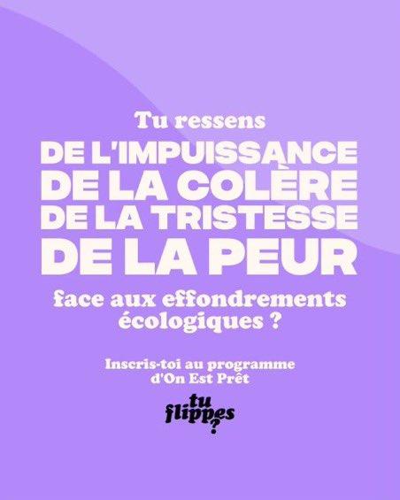 Forumeteoclimat's tweet image. 📢 @onestpret lance sa #News campagne de mobilisation #Tuflippes 😱

Objectifs❓sensibiliser à l’éco-anxiété qui est de +en+ grandissante! 

Jusqu’au 4 juin, le @Forumeteoclimat se joint à #OnestPret &amp;amp; t’invite à prendre soin de toi pr prendre soin du 🌎👉onestpret.com/tuflippes?oep