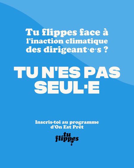 Forumeteoclimat's tweet image. 📢 @onestpret lance sa #News campagne de mobilisation #Tuflippes 😱

Objectifs❓sensibiliser à l’éco-anxiété qui est de +en+ grandissante! 

Jusqu’au 4 juin, le @Forumeteoclimat se joint à #OnestPret &amp;amp; t’invite à prendre soin de toi pr prendre soin du 🌎👉onestpret.com/tuflippes?oep