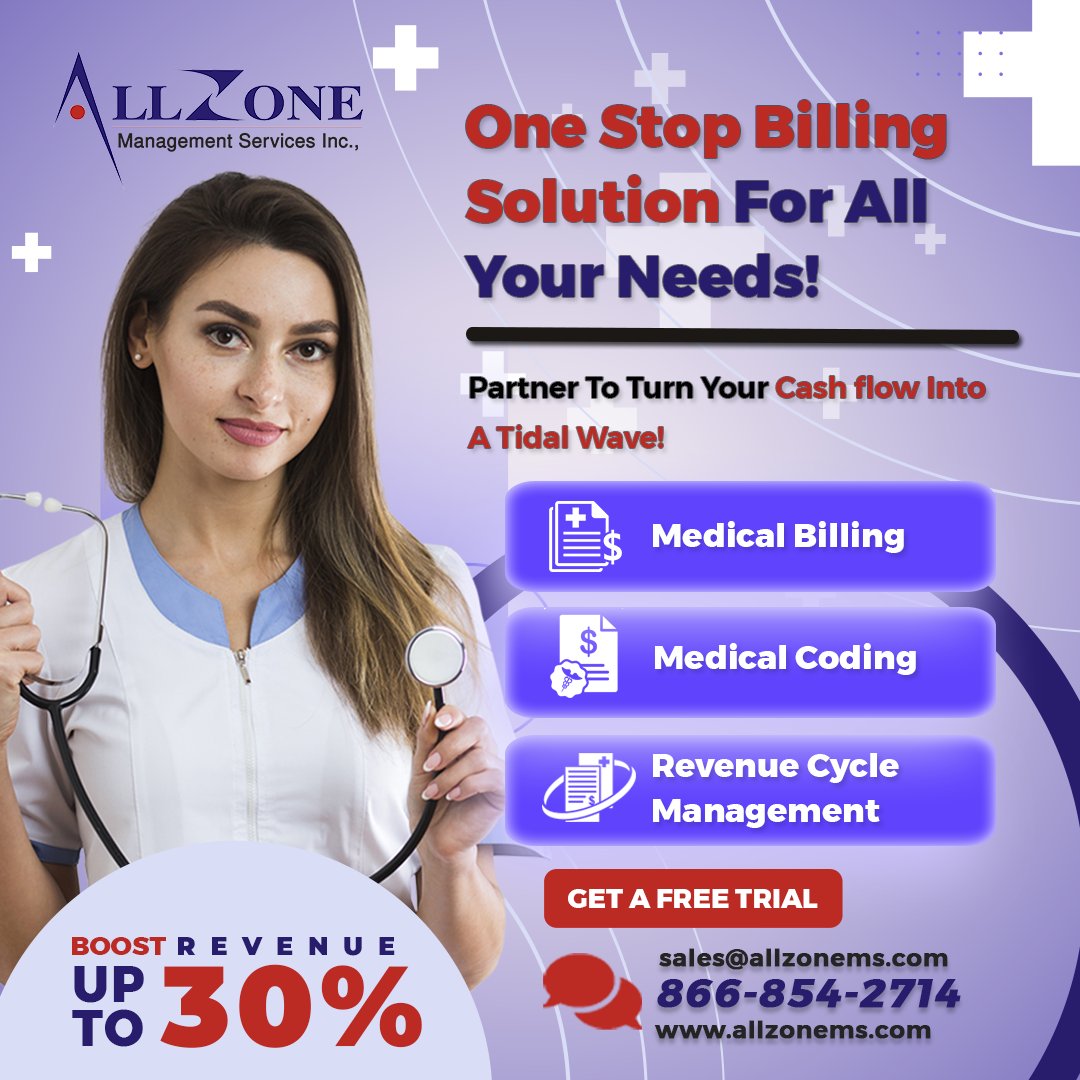 Allzone_Online's tweet photo. Experience the ultimate convenience with our One Stop solution for all your #medicalbilling needs! From #claimsubmission to #paymentprocessing, we've got you covered.
Learn more:https://t.co/f6OXq2JCKy
#medicalbillingservices #revenuecyclemanagement #medicalcodingservices https://t.co/kZbrZEbTkK