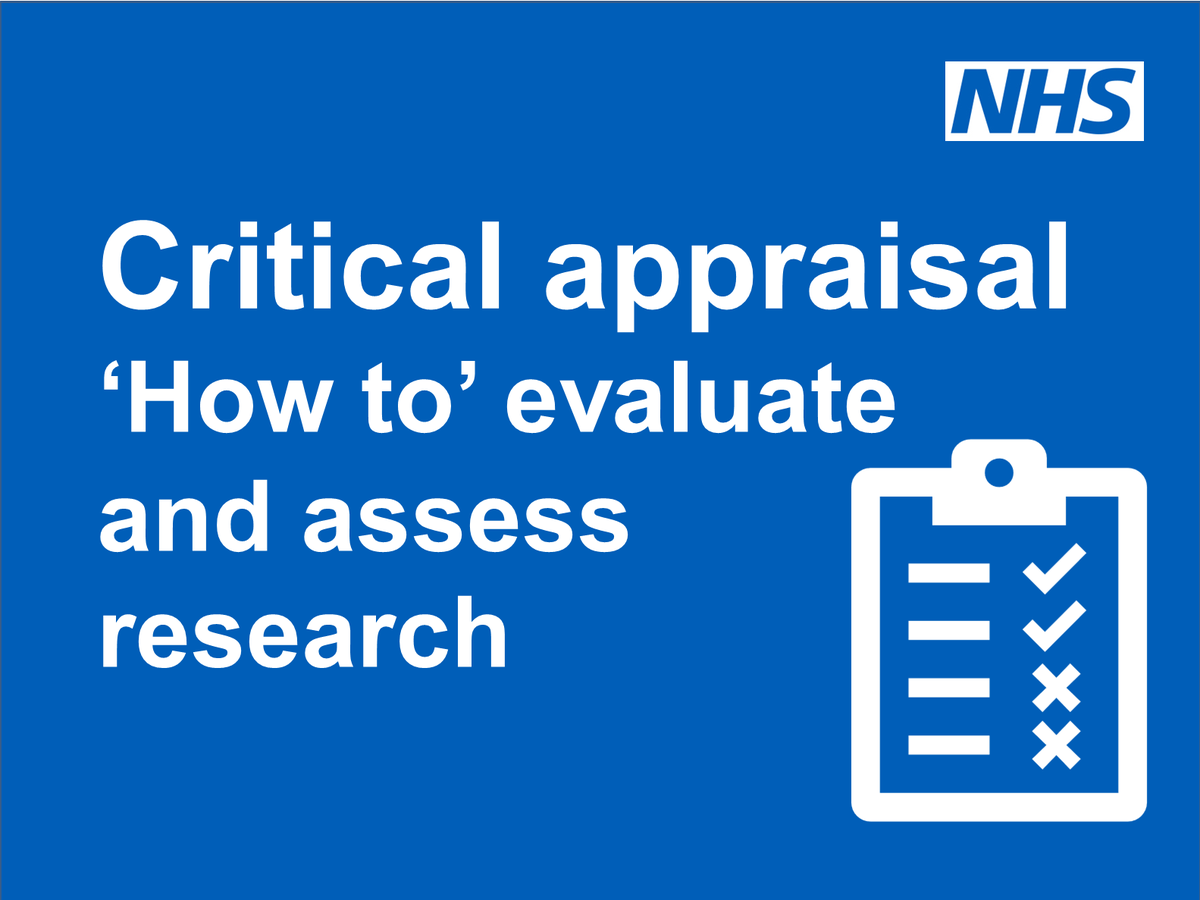 NHSKFH's tweet photo. If you rely on research and the studies of others, it is important to analyse what you are reading before applying to your work.
For free, easy to follow training on critical appraisal, visit: https://t.co/znirbF4fW1 @Blenky64 @MichelleMaden https://t.co/MrY5eHKrFq
