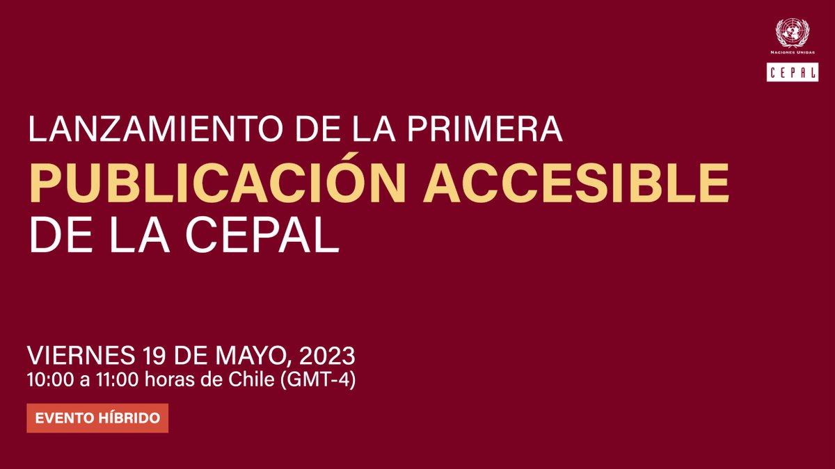 📍 ¡Acompáñanos!
Este viernes 19 de mayo, el Secretario Ejecutivo de la #CEPAL, <a href="/JoseMSalazarX/">JoseMSalazarX_CEPAL</a>, presentará el resumen ejecutivo del #PanoramaSocial de #ALC 2022 en formato accesible para personas con #discapacidad visual.
📺 bit.ly/3BB6w8M
🔗bit.ly/3Ok4SzF