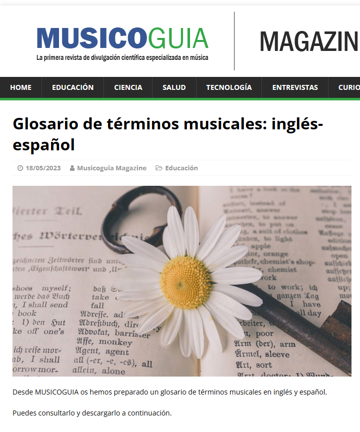 Desde #MUSICOGUIA os hemos preparado un glosario de términos musicales en inglés y español. Espero que os sirva 👇
musicoguia.com/glosario-de-te…