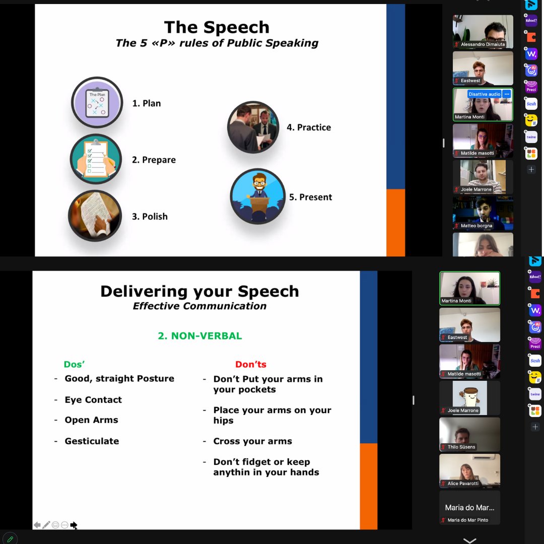 Public speaking is a soft skill that requires excellent #communication skills, enthusiasm, and the ability to connect with an audience.

Today's webinar will teach us some basics of public speaking and effective communication.

#ewei #eastwest #modeleu #studymissionbrussels