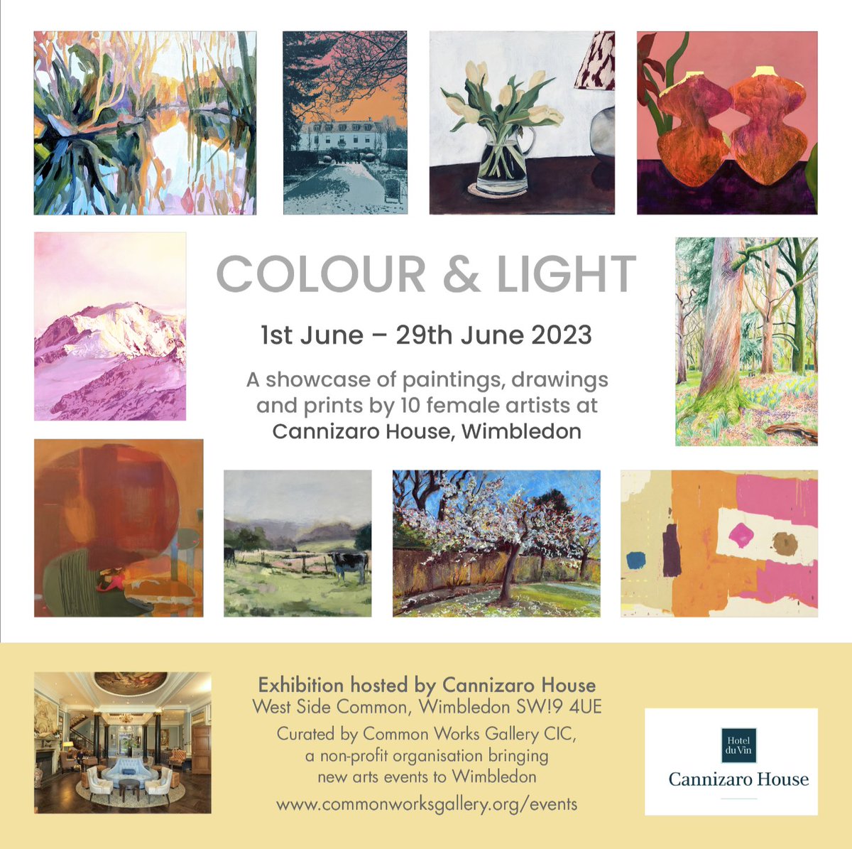 CommonWorksGallery (@workscommon) on Twitter photo Join us at Cannizaro House, Wimbledon for a celebration of work by 10 local female artists. Work will be displayed in the beautiful inner bar of the hotel and the exhibition is open to the public from 1-29 June. Email commonworksgallery@gmail.com for more information. Join us at Cannizaro House, Wimbledon for a celebration of work by 10 local female artists. Work will be displayed in the beautiful inner bar of the hotel and the exhibition is open to the public from 1-29 June. Email commonworksgallery@gmail.com for more information.