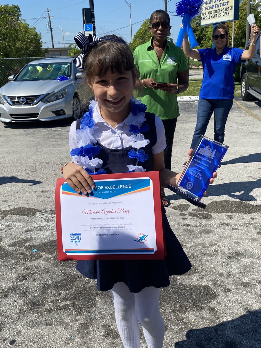 StdtSvcsMDCPS's tweet photo. Congratulations to Mariam Aguilar Perez from @PalmSpringsElem! Mariam is the 2023 #ValuesMatterMiami Pursuit of Excellence Elementary Student of the Year! @MDCPSNorth @SuptDotres @LDIAZ_CAO @AlayonSally https://t.co/JAhe84EL8j