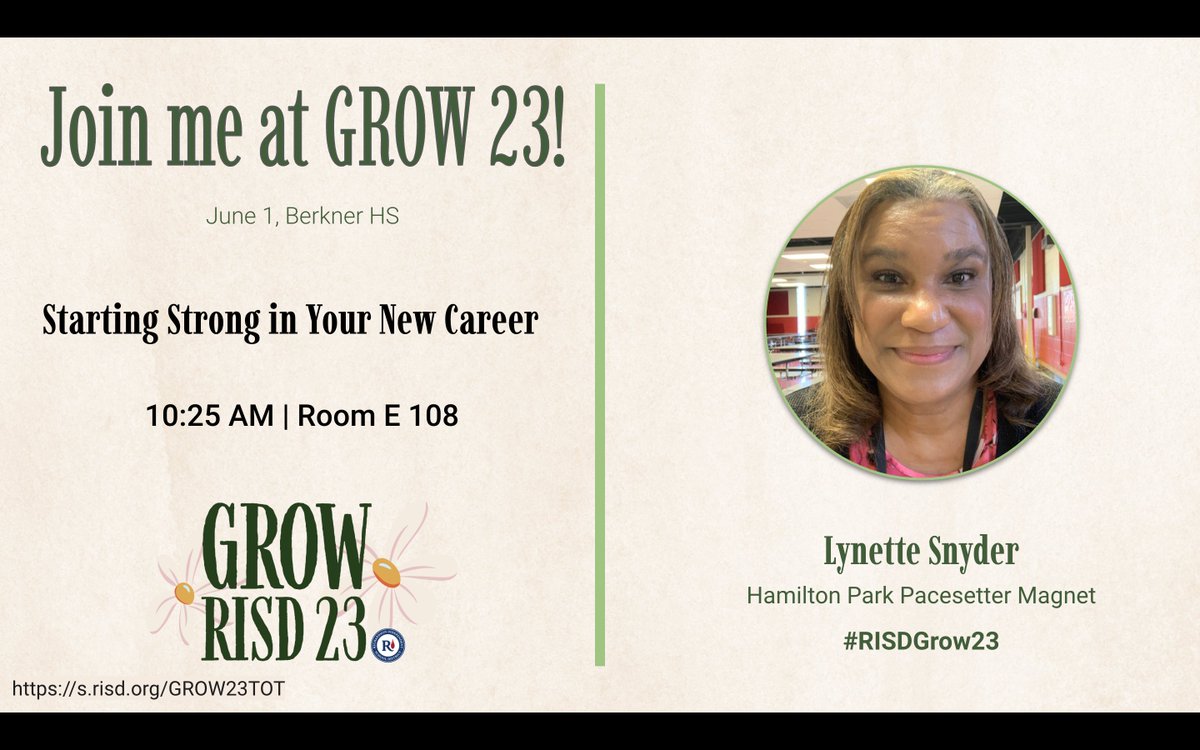 Please encourage anyone you know who is new to teaching to register for this session. #risdbelieves #hppmbobcats #bobcatsrock #risdgreatness #RISDGrow23