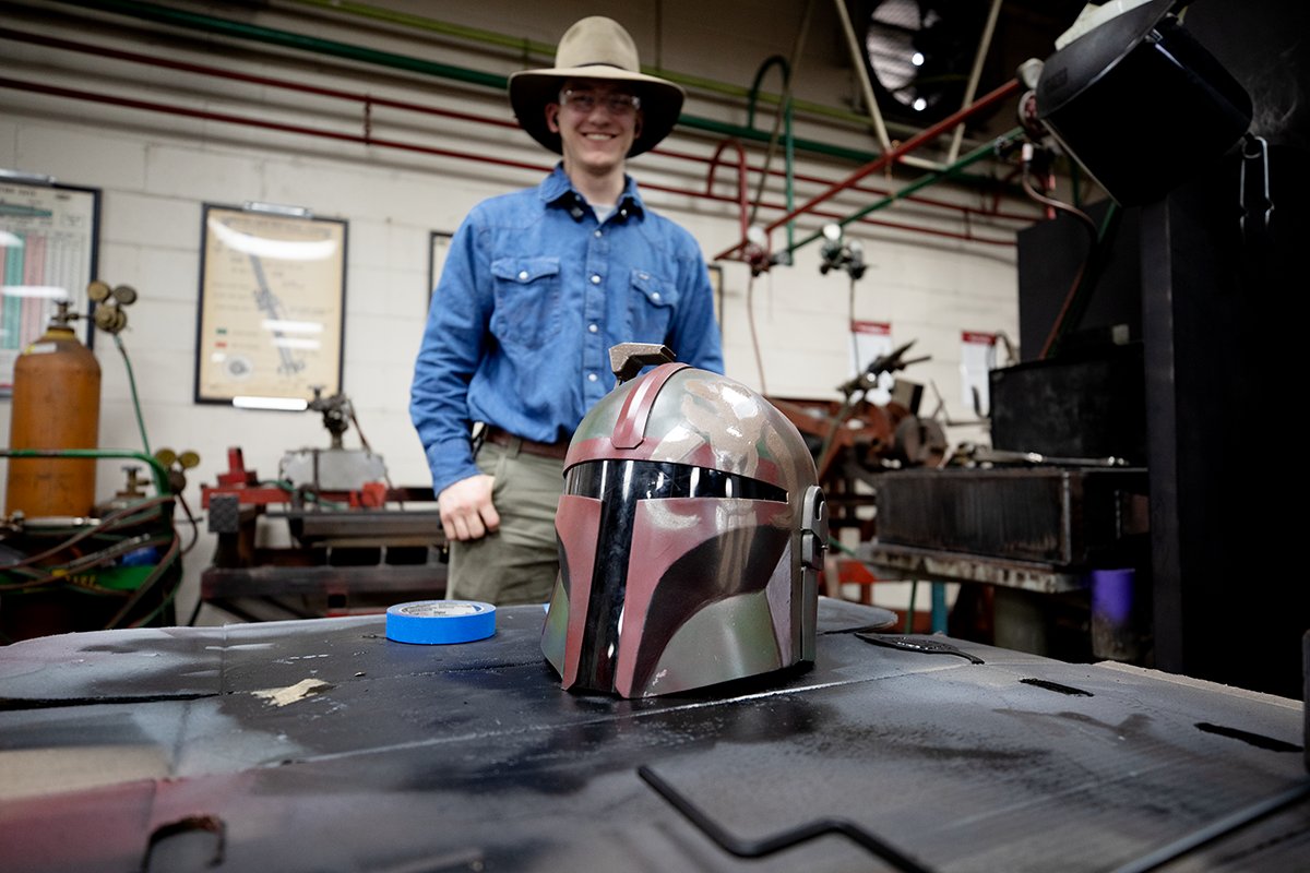 dunwoodycollege's tweet image. It's end of the year and all of the final projects are coming together. Check out these cool #welding pieces! #BornToDo #hawk #mandolorian #Armor