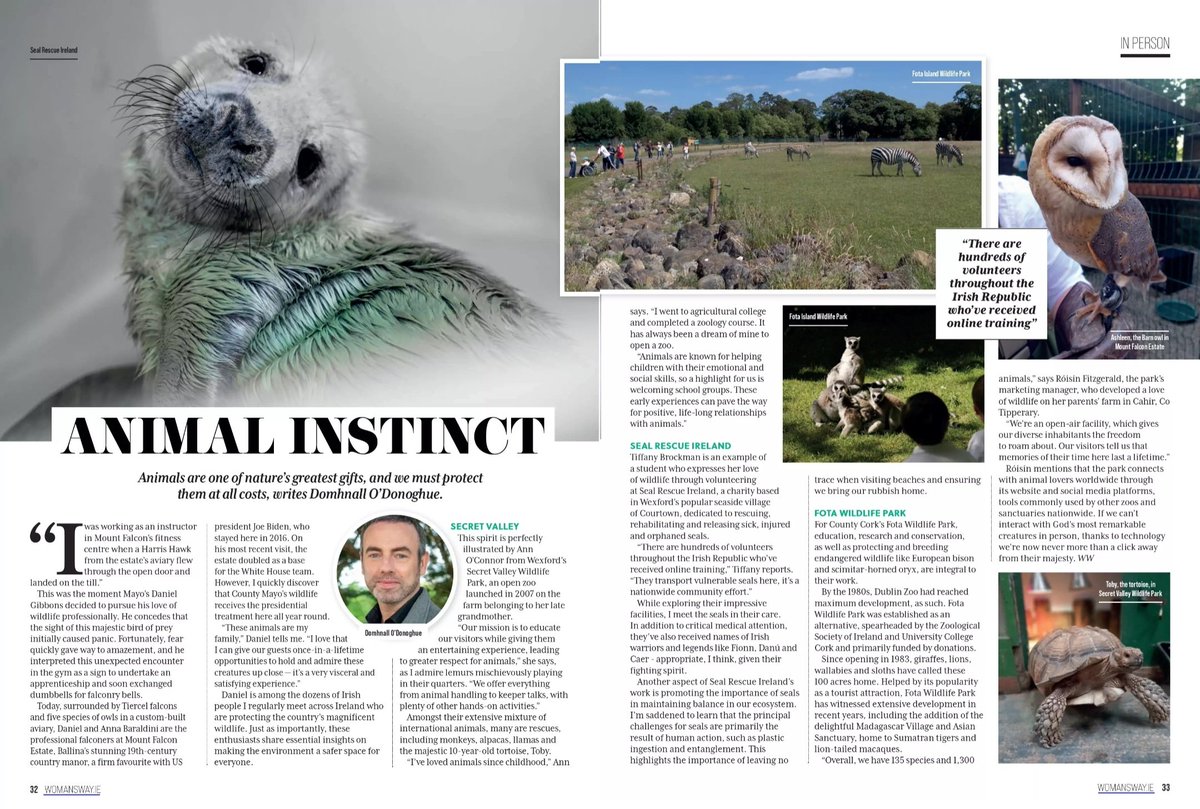 'Our mission is to educate our visitors while giving them an entertaining experience, leading to greater respect for animals' For @Womans_Way's nature issue, I chatted to experts across Ireland, brilliantly protecting the country’s magnificent animals 🦉🦭🦒🐒