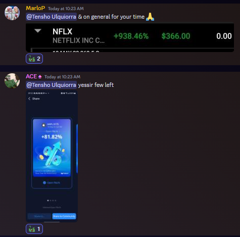 TenshoStrat's tweet photo. They killing it today! $NFLX and $AAPL
@TTL_OFFICIAL_
#teachingthemtofish https://t.co/NhWSOWcY5e