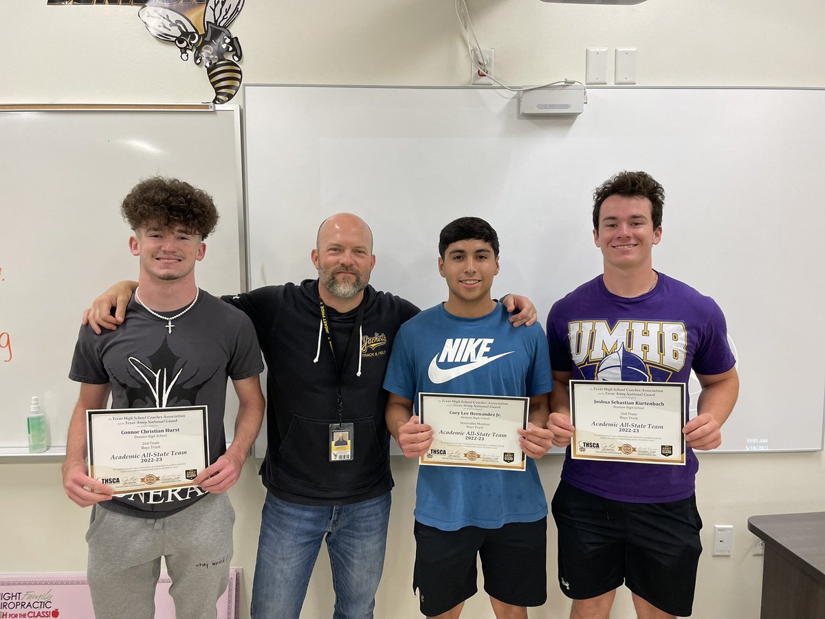 Clint Burns (@coachclintburns) on Twitter photo Denison Boys Track Academuc All-State recipients <a href="/JoshuaKurtenba2/">Joshua Kurtenbach</a> Connor Hurst & Cory Hernandez. Proud of these young men and their commitment to the classroom. Excellent representatives for our program. <a href="/DenisonHigh/">Denison High School Track & Field</a> Denison Boys Track Academuc All-State recipients <a href="/JoshuaKurtenba2/">Joshua Kurtenbach</a> Connor Hurst & Cory Hernandez. Proud of these young men and their commitment to the classroom. Excellent representatives for our program. <a href="/DenisonHigh/">Denison High School Track & Field</a>