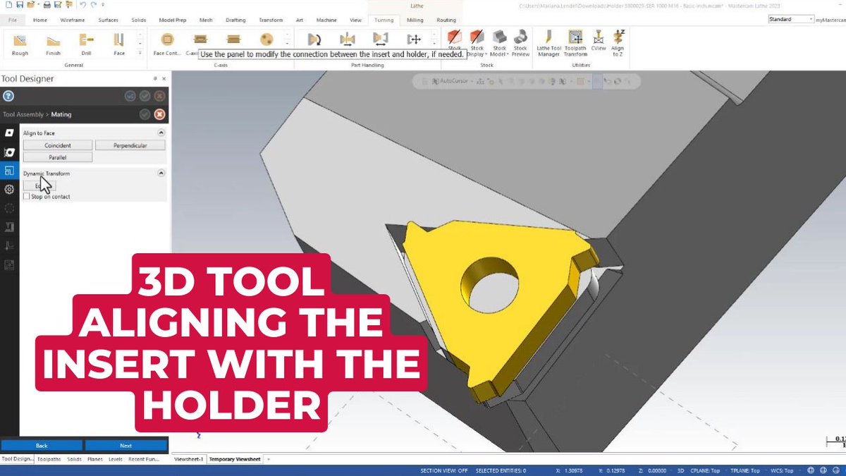 Click here to discover how to quickly align a thread insert to the holder while creating a 3D lathe tool: youtu.be/OX18joqepkM

P.S. Can you believe this is our last new #quicktip video before the new release?!🤯  

🙋‍♂️Who's excited about Mastercam 2024?