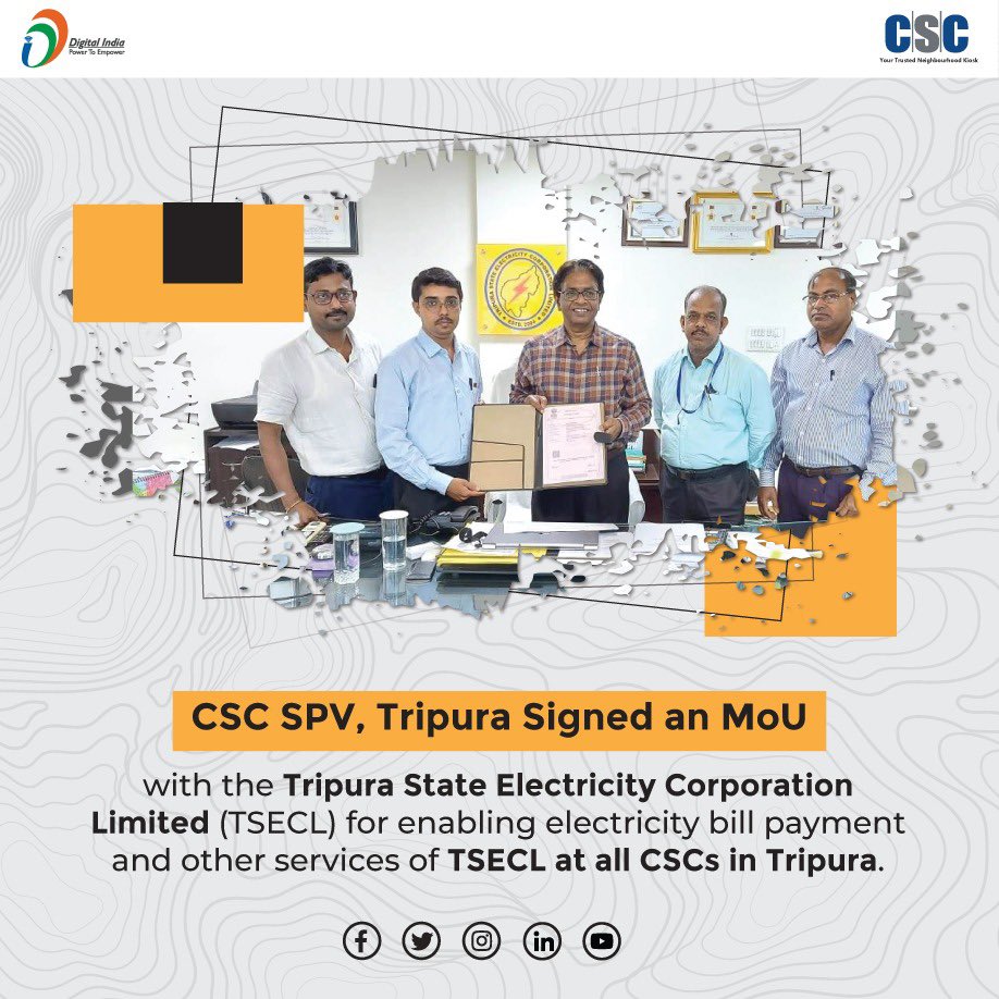 CSCeGov on Twitter "CSC SPV has signed an MoU with the Tripura State