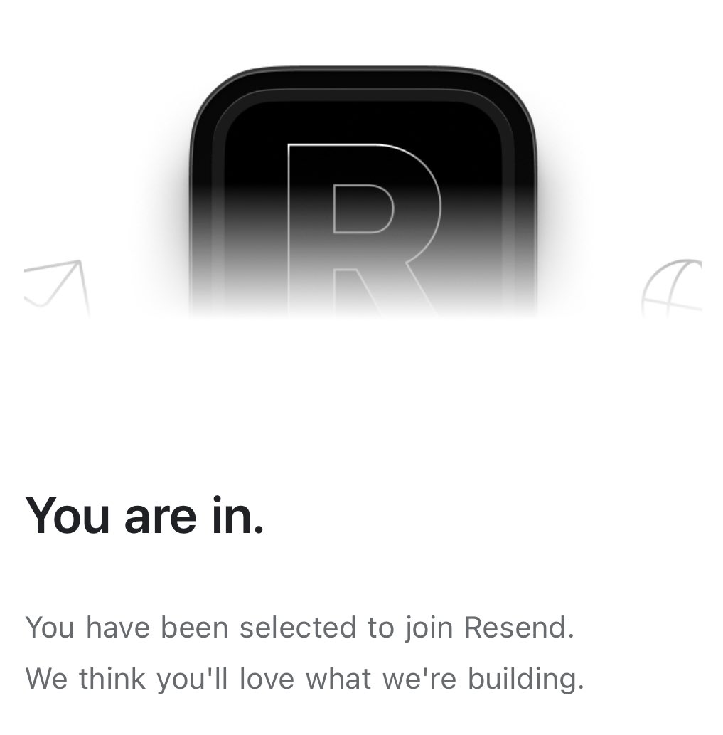 michaeljauk's tweet photo. Just got access to @resendlabs! Excited to give it a try soon https://t.co/QeuU1j6HT2