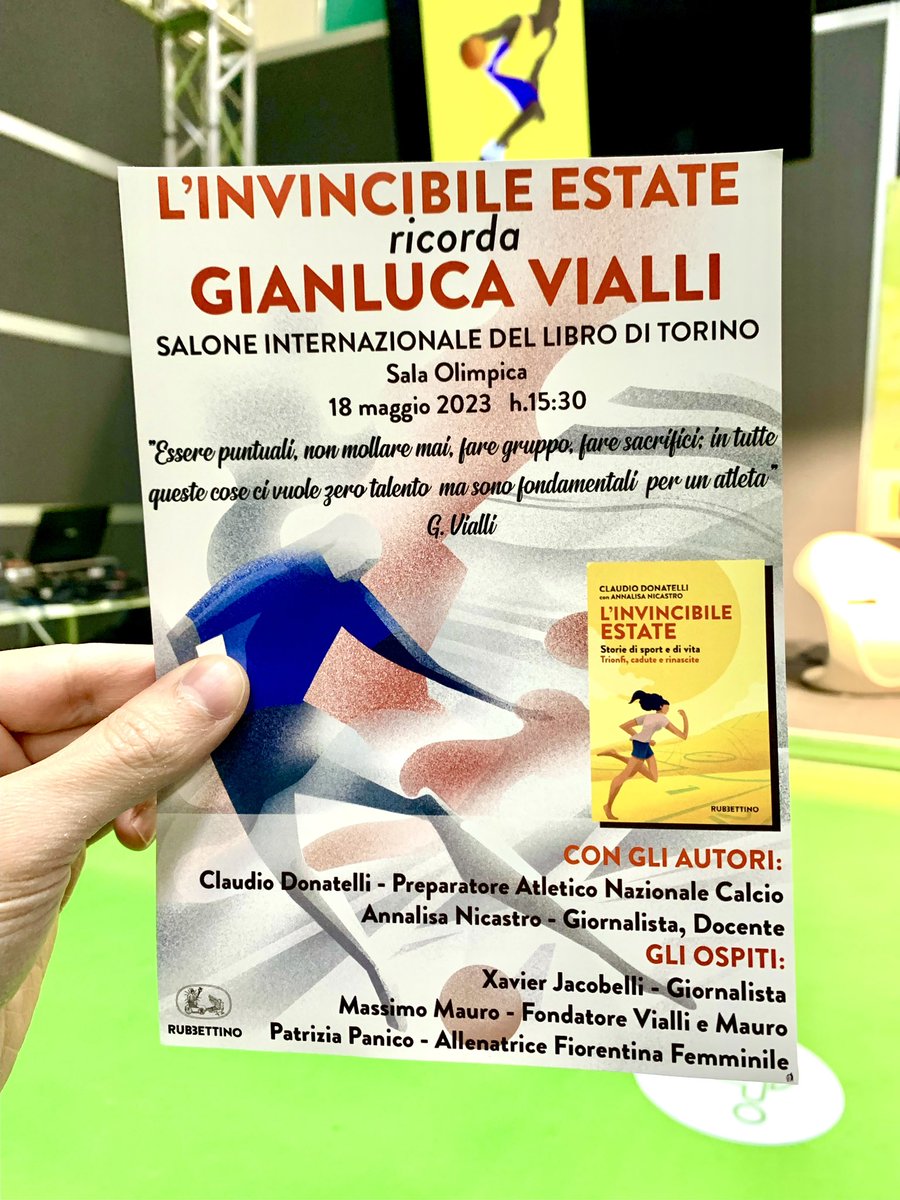 Nerys__'s tweet photo. Si è tenuto oggi, al @SalonedelLibro alle 15.30 presso la Sala Olimpica, un ricordo dedicato a #GianlucaVialli, a partire dal libro “L’invincibile estate” di @claudonatelli e #AnnalisaNicastro (@rubbettinobooks).
Presenti #MassimoMauro e #XavierJacobelli
#SalTo23 https://t.co/6edL6FnD1F