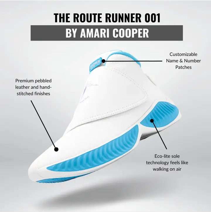 @AmariCooper9 has his own performance shoes. They kind of look like Air Jordan 18's. #SneakerIndustry #BuyBlack #BlackOwnedFootwear #SupportBlackBusiness #AmariCooper #RouteRunner