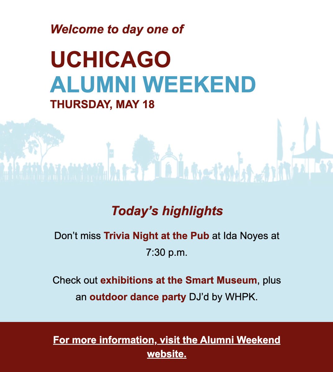 It's finally here - Alumni Weekend kicks off today! Join former classmates on campus for tours, celebrations, games and more! View Events at alumniweekend.uchicago.edu/events
#UChicago #UChiAW