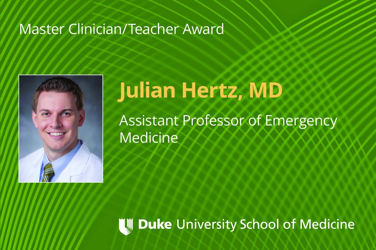 Duke Emergency Medicine (@dukeemergency) on Twitter photo Three Duke Department of EM faculty members have been named 2023 <a href="/DukeMedSchool/">Duke University School of Medicine</a> Faculty Awards recipients! Congratulations to Drs. Gerardo, Staton, and Hertz on these outstanding recognitions for excellence in professionalism, teaching, and mentorship.
bit.ly/3OfdzLO Three Duke Department of EM faculty members have been named 2023 <a href="/DukeMedSchool/">Duke University School of Medicine</a> Faculty Awards recipients! Congratulations to Drs. Gerardo, Staton, and Hertz on these outstanding recognitions for excellence in professionalism, teaching, and mentorship.
bit.ly/3OfdzLO