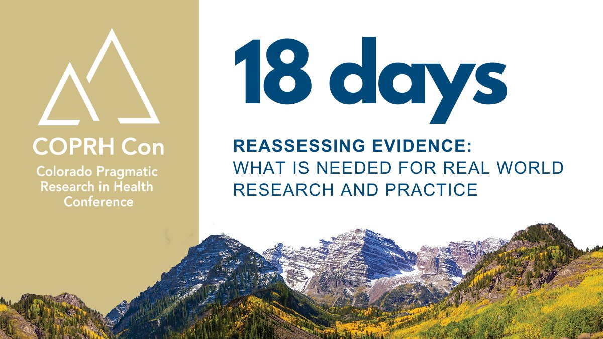 COPRH Con (@coprhcon) on Twitter photo The countdown to #COPRH23 is on!
We're 18 days away from the 4th annual COPRH Con, bringing together pragmatic researchers to talk about generating and applying #evidence for real world impact.
Registration is still open at COPRHCon.com!
<a href="/ACCORDSResearch/">ACCORDS - Health Research</a> <a href="/CUAnschutz/">CU Anschutz Medical Campus</a> The countdown to #COPRH23 is on!
We're 18 days away from the 4th annual COPRH Con, bringing together pragmatic researchers to talk about generating and applying #evidence for real world impact.
Registration is still open at COPRHCon.com!
<a href="/ACCORDSResearch/">ACCORDS - Health Research</a> <a href="/CUAnschutz/">CU Anschutz Medical Campus</a>