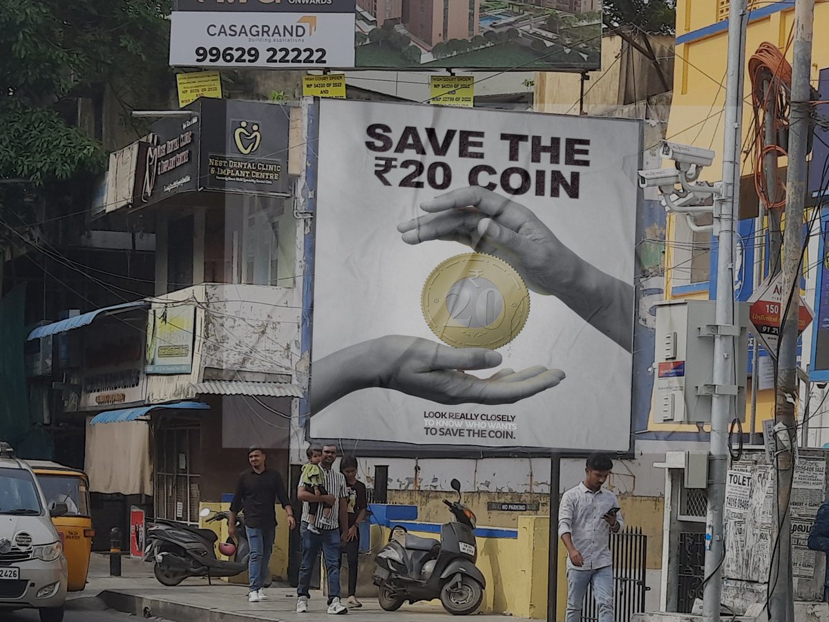 @AnjanaVJ These posters about the Rs. 20 Coin are EVERYWHERE. Who do you think is behind this campaign? Let me know in the comments!