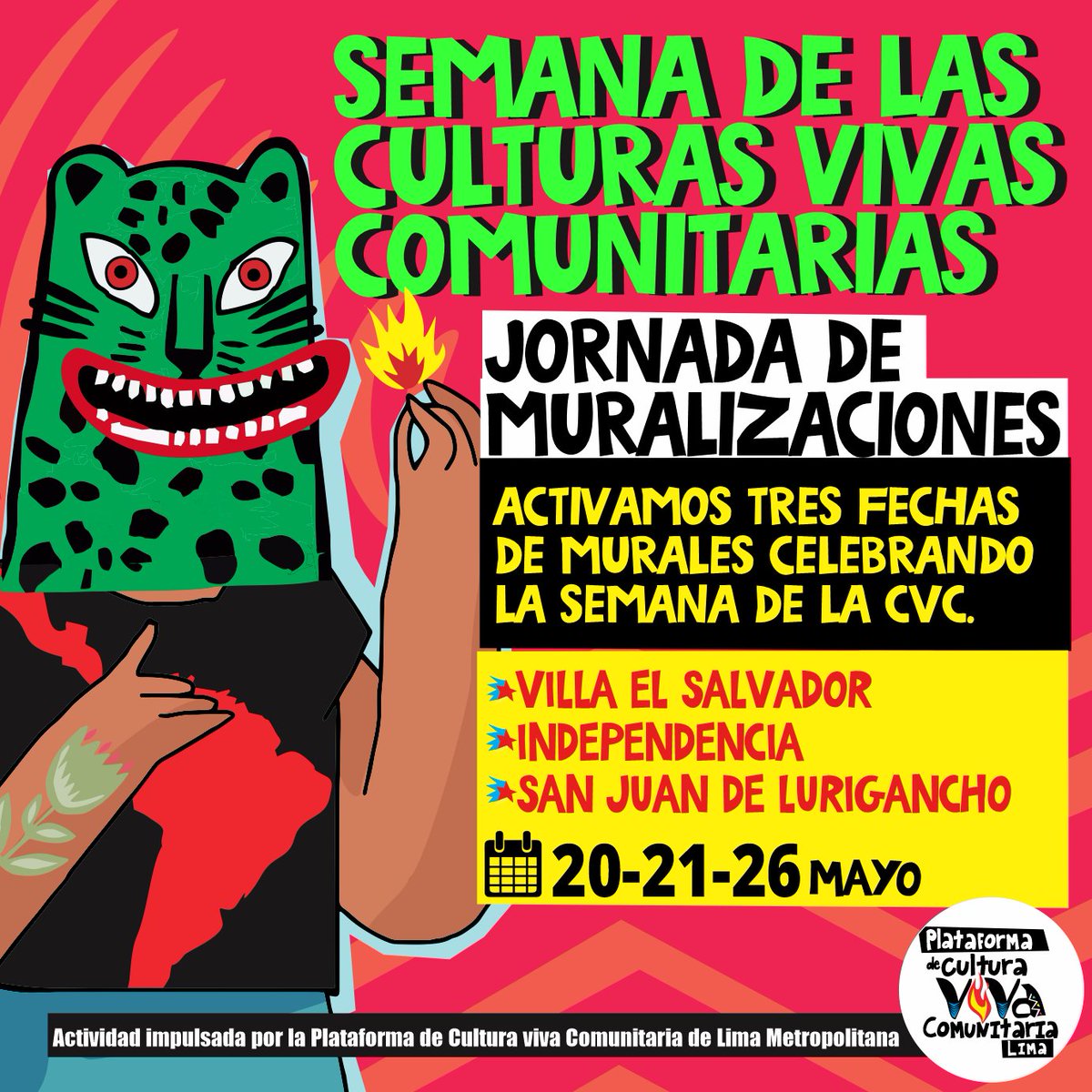 CVCPe's tweet image. Por la semana de las Culturas Vivas Comunitarias se desarrollarán diversas actividades a nivel Latinoamérica. Desde la plataforma de CVC de Lima, nos sumamos activando una jornada de color y calor en 3 barrios de Lima #CulturaVivaComunitaria #SemanaCvc2023