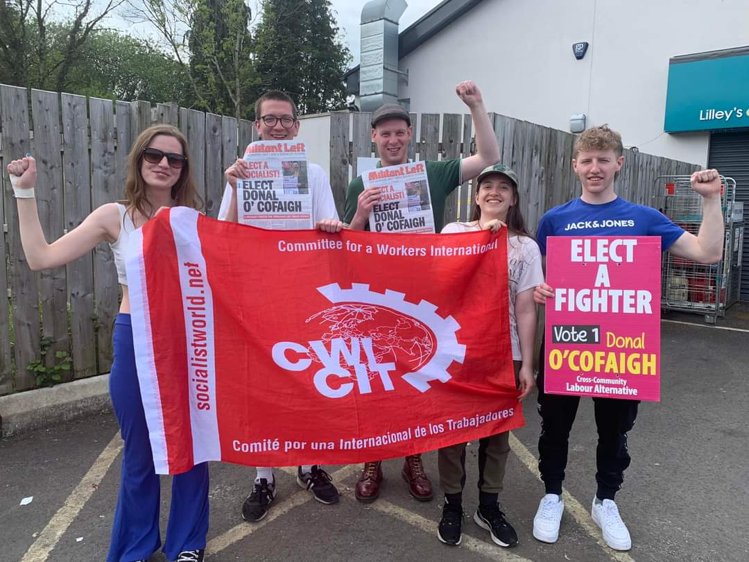 Vote Donal O'Cofaigh number one today in Enniskillen. 

Young Socialists are proud to have campaigned for Cross community councillor Donal O'Cofaigh- a fighter for the working class.✊️