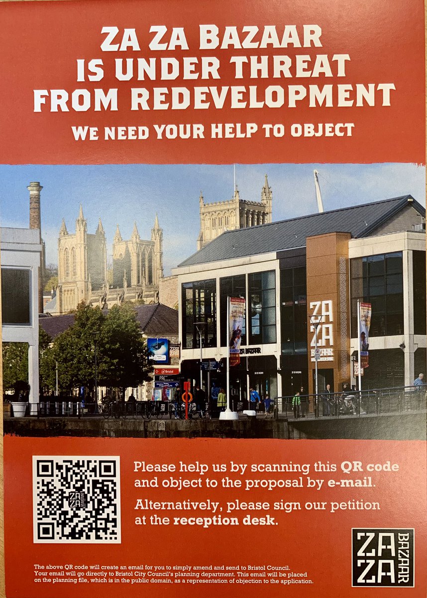 NeilMullens's tweet photo. @ZaZaBazaar in #Bristol is under threat from development

They need your help to object

Use the QR code in the image to create an email to send to #BristolCouncil

Please share 🙏

@SydesJokes #SaveZaZaBazaar https://t.co/XFjw9ErZFm