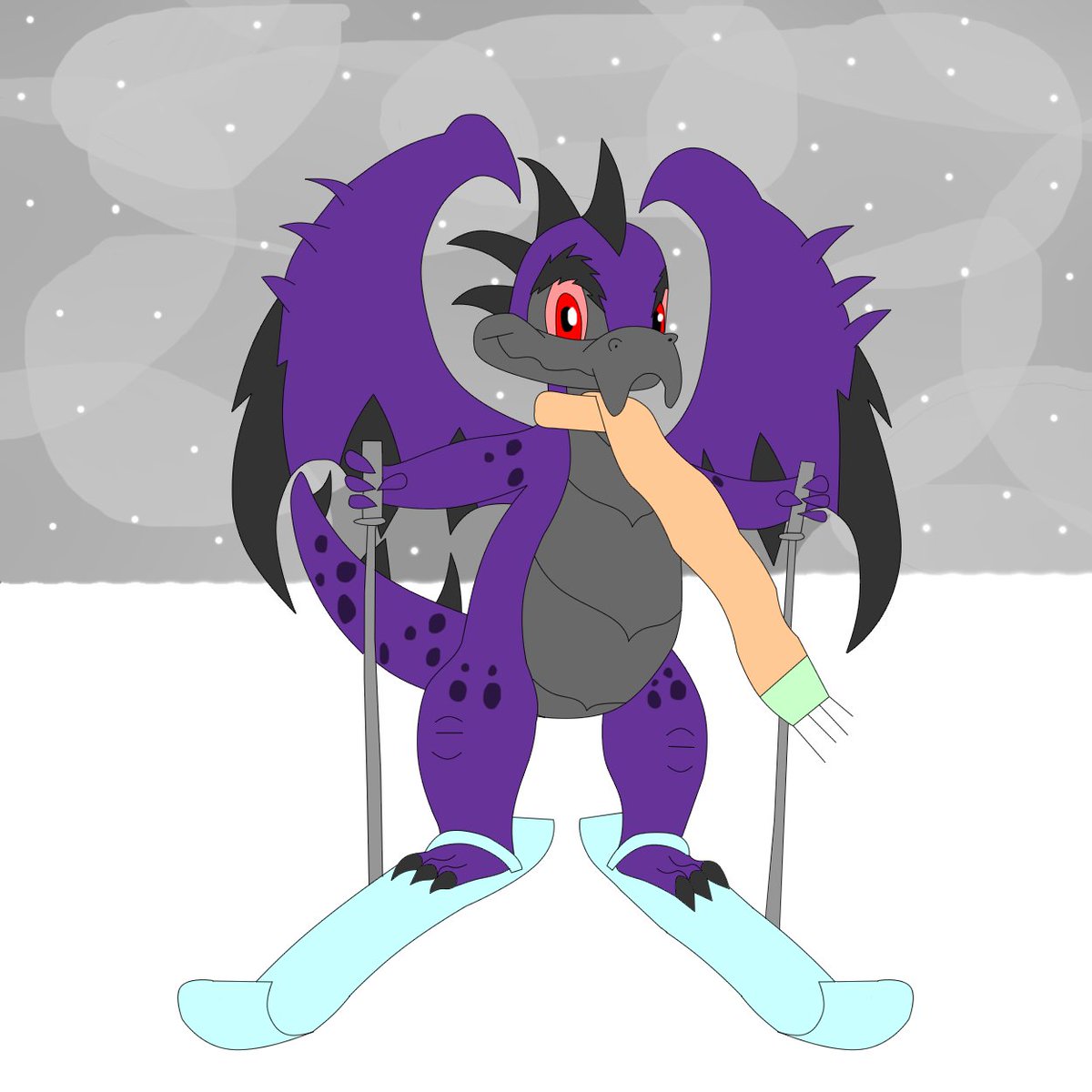 My really old fan art of Darigan Scorchio from Neopets skiing, I love that little guy! ~

#AviZergen #dragon #cartoon #fanart #scorchio #neopets