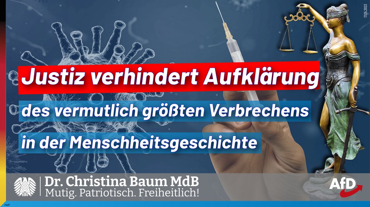 DrChristinaBaum's tweet photo. Niemand von #STIKO, #RKI &amp; #Bundesregierung wird zur #Rechenschaft wg. #Impfexperiment gezogen.

#Staatsanwaltschaft sieht keinen #Tatverdacht wie #Körperverletzung mit #Todesfolge, #Totschlag, #Mord und #Schwangerschaftsabbruch

https://t.co/RRxOIoySRr

https://t.co/v26nR9oGJt https://t.co/XcZtZJc9iQ