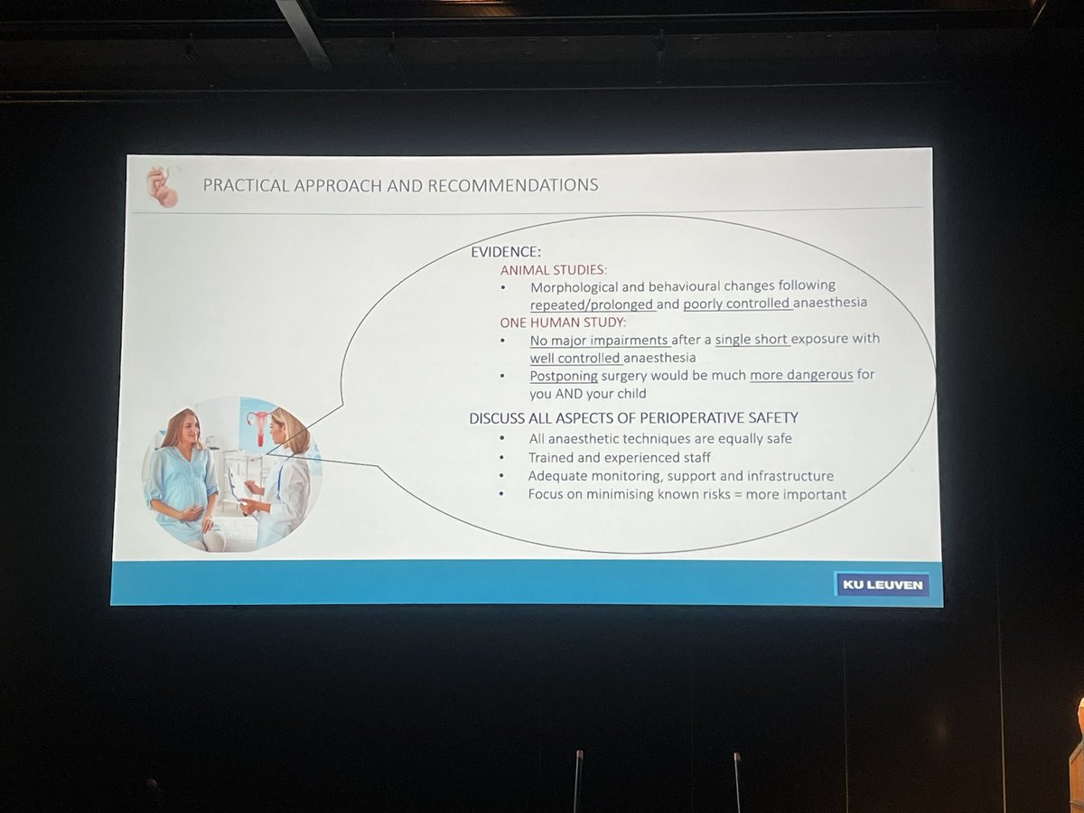 Rachel Harrison (Kearns) (@rjharrison79) on Twitter photo Fantastic talk by <a href="/DevroeSarah/">sarah devroe</a> detailing issues surrounding maternal anaesthesia for non obstetric surgery.
✅Postponing surgery assoc with greater risk
✅No impairments to offspring with short single exposure
✅Care must be taken to maintain maternal physiology
#OAA23ASM Fantastic talk by <a href="/DevroeSarah/">sarah devroe</a> detailing issues surrounding maternal anaesthesia for non obstetric surgery.
✅Postponing surgery assoc with greater risk
✅No impairments to offspring with short single exposure
✅Care must be taken to maintain maternal physiology
#OAA23ASM
