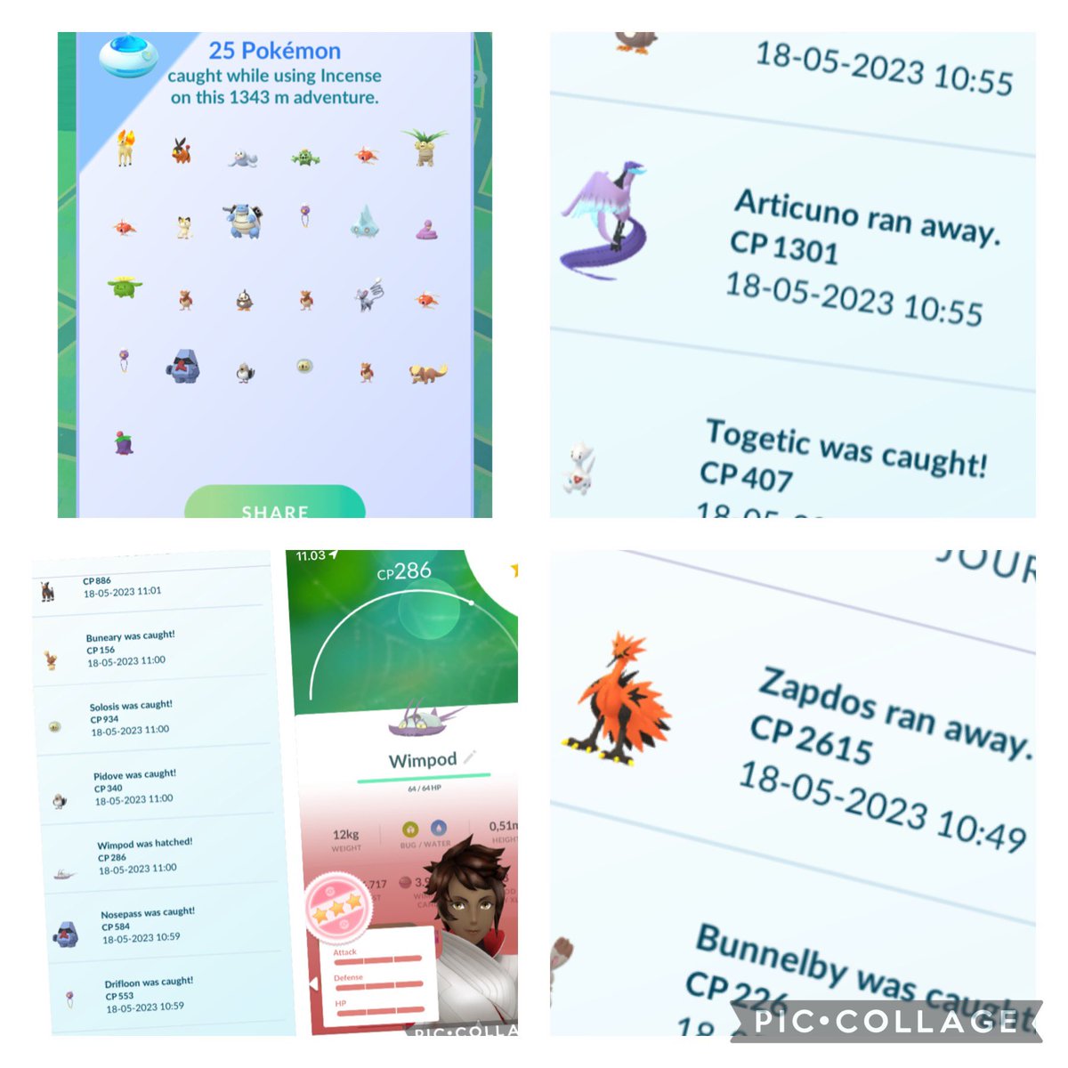 AndreasThomsen1's tweet photo. I tried for the perfect run on my daily incense. Two birds didn't wanted to be a part of it, and the blastoise got me to miss the next spawn after it, it took long to get caught 😆 and then while I was doing it, i hatched my long waited hundo Wimpod 🙌
#PokemonGo #perfectrun https://t.co/rsFBHc1CSm