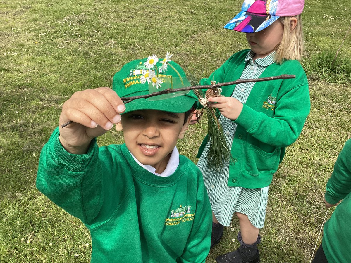 whcps's tweet photo. Reception have had a fun morning outdoors as part of #OutdoorClassroomDay. Some of the children practised their fine motor skills, using string, sticks and flowers combined with a splash of creativity to make wands, birds, planes and dragons. #whcoutdoorlearning #whceyfs https://t.co/HSJtaNRYAG