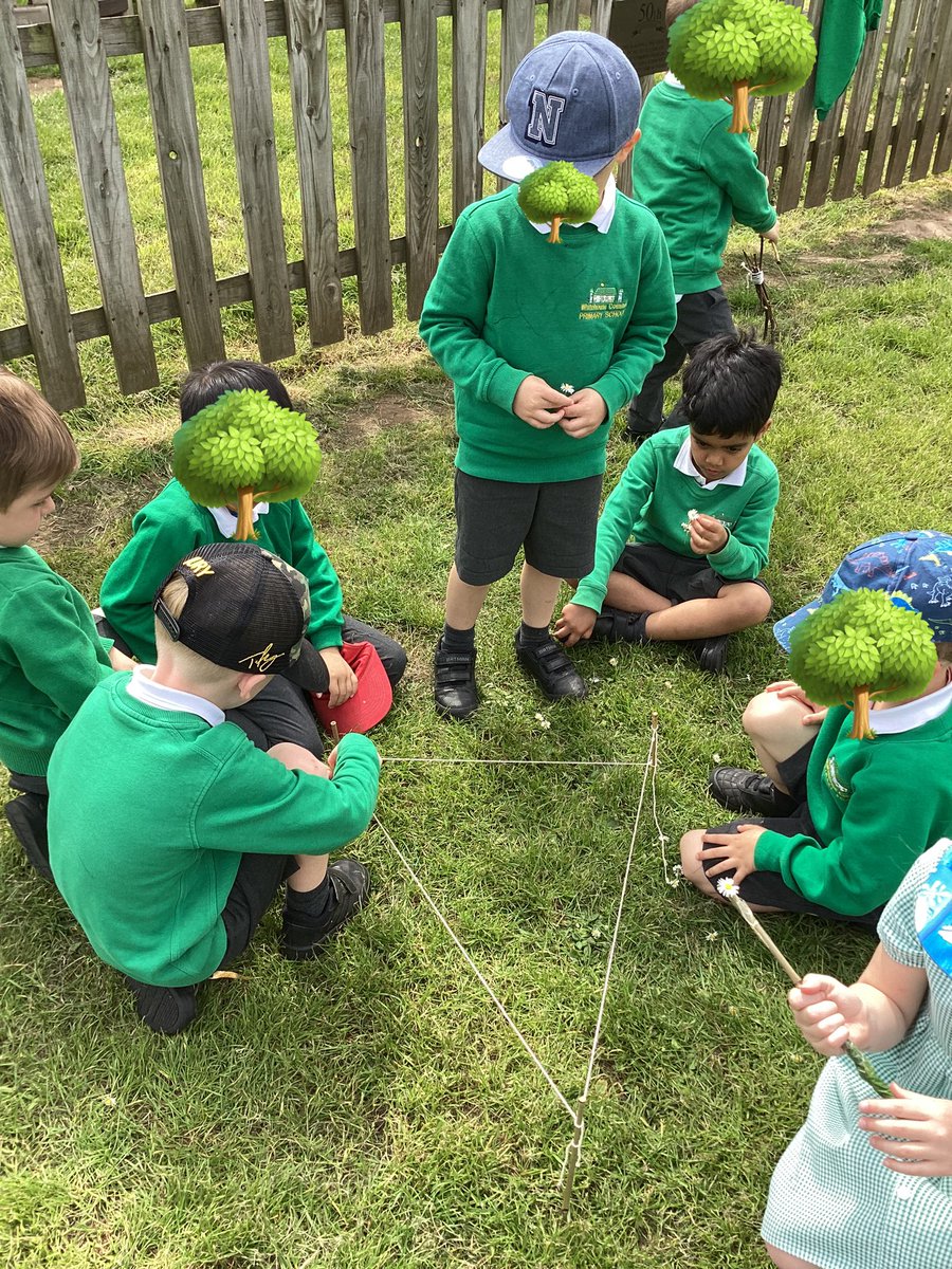 whcps's tweet photo. Reception have had a fun morning outdoors as part of #OutdoorClassroomDay. Some of the children practised their fine motor skills, using string, sticks and flowers combined with a splash of creativity to make wands, birds, planes and dragons. #whcoutdoorlearning #whceyfs https://t.co/HSJtaNRYAG