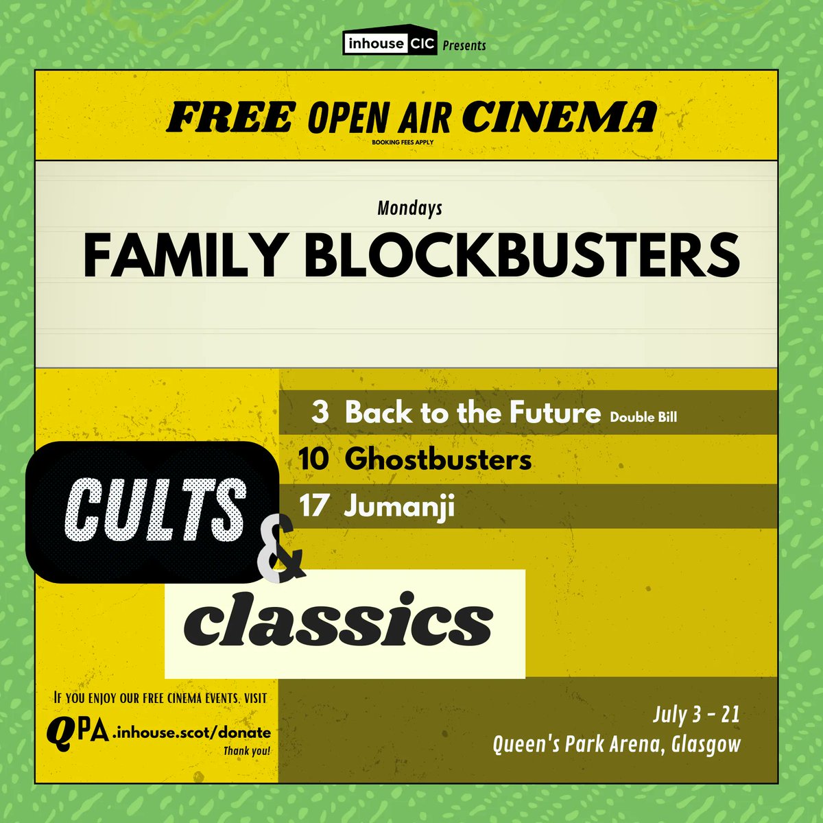 🎬👨‍👩‍👧‍👦 Get ready for some family fun! Join us for a series of FREE screenings of classic family blockbusters at Queens Park Arena in Glasgow. Get your tickets at qpa.inhouse.scot